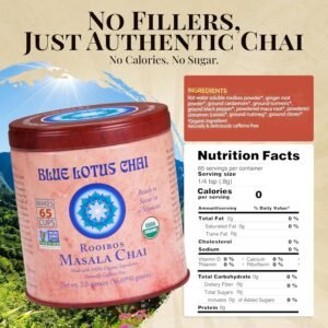 Blue Lotus Chai - Rooibos Flavor Masala Chai - Makes 65 Cups - 2 Ounce Masala Spiced Chai Powder with Organic Spices - Instant Indian Tea No Steeping - No Gluten - Image 3