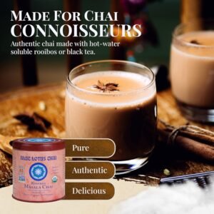 Blue Lotus Chai - Rooibos Flavor Masala Chai - Makes 65 Cups - 2 Ounce Masala Spiced Chai Powder with Organic Spices - Instant Indian Tea No Steeping - No Gluten - Image 4