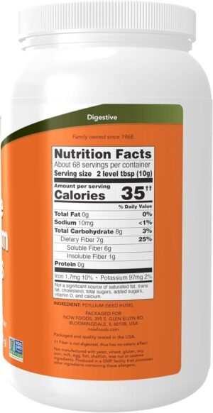NOW Foods Supplements, Whole Psyllium Husks, Non-GMO Project Verified, Soluble Fiber, 24-Ounce - Image 3