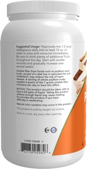 NOW Foods Supplements, Whole Psyllium Husks, Non-GMO Project Verified, Soluble Fiber, 24-Ounce - Image 4