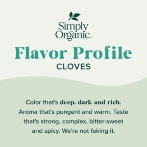 Simply Organic Ground Cloves 2.82 Ounce Jar, Pure Organic Ground Cloves, Kosher, Pungent Warm Aroma, Bittersweet & Spicy - Image 4