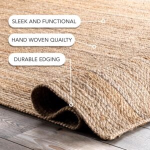 nuLOOM 3x5 Rigo Jute Hand Woven Area Rug, Natural, Solid Farmhouse Design, Natural Fiber, For Bedroom, Living Room, Dining Room, Hallway, Office, Kitchen, Entryway - Image 6