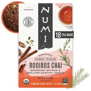 Numi Organic Rooibos Chai Tea, 18 Caffeine Free Herbal Bags, Microplastic Free, Rich Flavor with Cinnamon, Allspice & Ginger - Image 2