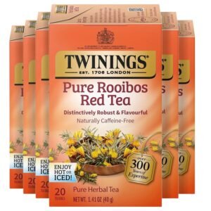 Twinings Pure Rooibos Red Herbal Tea Individually Wrapped Bags, 20 Count (Pack of 6), Sweet with Uplifting Aroma, Naturally Caffeine-Free, Enjoy Hot or Iced, 120 Teabags - Image 2