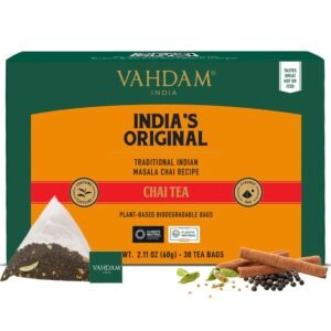 VAHDAM, India's Original Masala Chai Tea (30 Pyramid Tea Bags) Non GMO, Gluten Free, No Artificial Flavors | Blended w/Exotic Spices | Chai Tea Bags | Resealable Ziplock Pouch - Image 2
